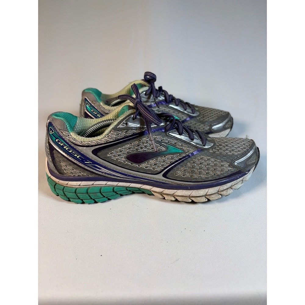 Brooks Ghost 7 Womens Running Shoes Grey Purple Teal 1201612A953 Size 8 Narrow